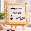 Led Işıklı Beyaz Zeminli Ahşap Mesaj Panosu-LETTERBOARD