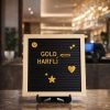 Gold Harfli Ahşap Çerçeveli Tak Çıkar Mesaj Panosu-LETTERBOARD