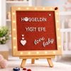 Led Işıklı Kırmızı Ahşap Mesaj Panosu Yazı Tahtası Beyaz Renk Harf Setli Ve Ahşap Ayaklı