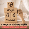 İsme Özel 5'li Anne Bebek Anı Küpleri & Doğal Keçi Kılı Saç Fırçası
